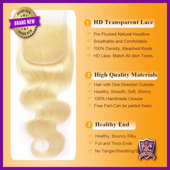 18A Grade Human Hair Lace Frontal Closure Body Wave 18in 4x4 HD Lace main image 6